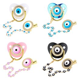 Evil Eye Baby Pacifier with Chain Clips Cover Infant Teether Soother Newborn Silicone Pacifiers Toddler Dummy Nipple Shower Gift L2405