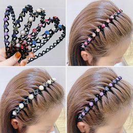 Hair Accessories Hair Accessories Fashionable pearl anti slip hair elastic flower womens hair loop headband border girl hair accessories headwear WX5.22