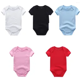 Rompers Kiddiezoom Four Seasons 1 PCS Solid Unisex Baby Boy Girl Bodysuits Soft Cotton Born Infant Clothes