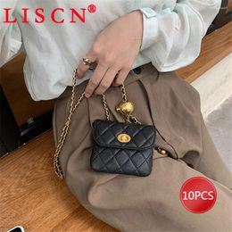 Cosmetic Bags 10 Wholesale Items Women 2024 Kawaii Vintage Fashion Solid High Street Chain Organiser Handbag Makeup Case K13618