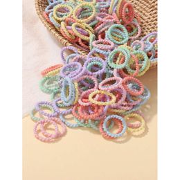 100pcs Baby 2cm Colorful Rubber Band Does Not Hurt The Hair Small Thumb Ring High Elastic Thread Toddler Kids Scrunchies Set L2405