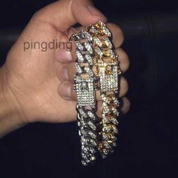 Mens Hip Hop Bracelet Jewellery Iced Out Chain Rose Gold Silver Miami Cuban Link Chains Bracelets