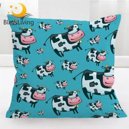 Pillow BlessLiving Milk Cow Cover Cartoon Animal Case Watercolor Decorative Throw Pink Mouth Home Decor 1pc