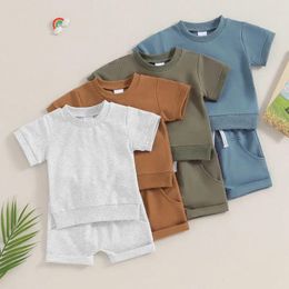 Clothing Sets Toddler Baby Boy Shorts Summer Clothes Solid Color Short Sleeve Round Neck T-Shirt With 2Pcs Outfit
