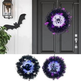 Decorative Flowers Halloween Wreath With Led Lights Spooky Party Decoration For Door Living Room Porch Courtyard