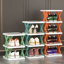 Stackable Shoe Rack Multilayers Organiser Plastic Assembled Shelf SpaceSaving Shoes Cabinets Home Storage 240522