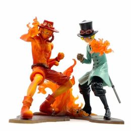 Action Toy Figures One Piece 14cm Battle Ace Sabo Anime Figure Edition Fire Fist Statue Anime Figurine Pvc Model Doll Collection Toy Gift Kids T240521