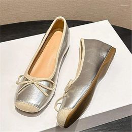 Casual Shoes Small Inside Increase Female Soft Soles Not Tired Feet Single 2024 Evening Wind Gentle Silver Ballet