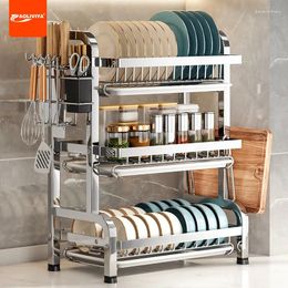 Kitchen Storage Aoliviya Thickened Stainless Steel Bowl Rack Draining Multi-Functional Table Top Chopsticks Plate