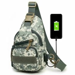 Men's Backpack Tactical Strap Chest Pack Shoulder Bag Outdoor Hiking Travel Bag Oxford Cloth Crossbody Bag