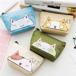 Purse Cute cartoon cat printed coin wallet key wallet mini Oxford card holder zipper wallet storage bag animal wallet Y240524
