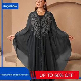 Ethnic Clothing Chic And Elegant Woman Dress Plus Size African Dresses For Women Long Sleeve V-neck Black Blue Abaya