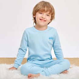 Baby Kids Set Cotton Boys Sleepwear Suit Winter Girls Pamas Cartoon Cat Pijamas T-shirt+byxor 2st barnkläder L2405