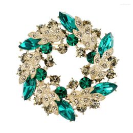 Brooches Large Double Layer Crystal Wreath Brooch Female Spring Round Flower Alloy Corsage Fashion Clothing Accessories Pin Jewelry