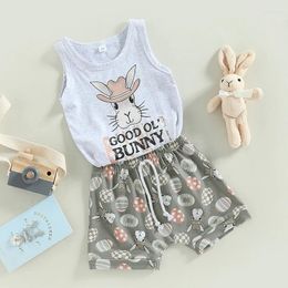 Clothing Sets Infant Boys Summer Clothes Outfits Letter Print Crew Neck Sleeveless Tank Tops And Elastic Waist Shorts 2Pcs Suit