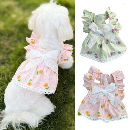 Dog Apparel Pet Dress Colourful Breathable Plaid Print Bow-knot Decor Summer Two-legged Clothes Birthday Party