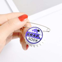 Grape Soda bottle cap denim brooch creative paper backpack collar clip