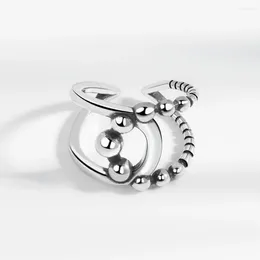 Cluster Rings NBNB Retro Silver Colour Trendy Bead Double Layer Adjustable Ring For Women Men Fashion Open Party Fingers Jewellery Punk