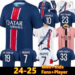 24 25 Maillot Mbappe Futbol Formaları Çocuk Kiti 23/24 Oyuncu Versiyon Eğitimi Öncesi Maç 2024 2025 Maglia Paris Evden Futbol Gömlek Hakimi Fabian Vitinha O Dembele