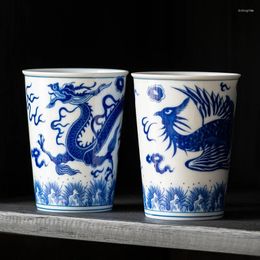 Cups Saucers 260ml Dragon Chinese Cola Cup Tea Big Ceramic Antique White And Blue Beautiful Teacup Phoenix Teaware A Of Deng