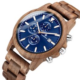 Men Wood Watch Chronograph Luxury Military Sport Watches Stylish Casual Personalised Wooden Quartz Watches 3445