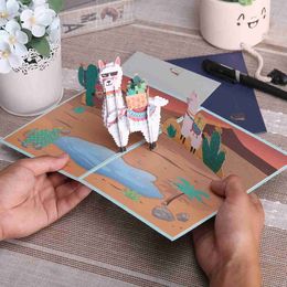 Gift Cards Greeting Cards Llama pop-up cards for childrens birthdays Mothers Day anniversaries mothers wife gifts 3D greeting card animals WX5.22