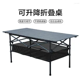 Camp Furniture Adjustable Aluminum Folding Table Portable Camping Barbecue Picnic Outdoor