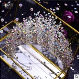 Mode Luxus Prinzessin Strasshochzeit Kronen Silber Festzug Tiara Crowns Chic Braut Designer Stirnbänder Hochzeitshaarzubehör mit Ohrringen 582