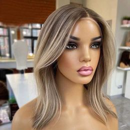 Synthetic Wigs Home>Product Center>Highlighted Wigs>Straight Brown Umbrey Blonde Hair Brazil 360 Full Lace Closed Wigs Q240523