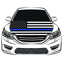 Thin Blue Line USA national flag car Hood cover 33x5ft 100polyesterengine elastic fabrics can be washed3073081