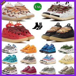 Designer Shoes Casual Shoes Luxury Lavines Leather Curb Sneakers Sports Trainers Pairs Lace-up Extraordinary Trainers Calfskin Rubber Sneakers Woman Man