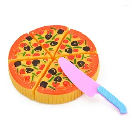 Decorative Flowers Plastic Simulation Pizza Kids Cutting Toy Dinette Child Kitchen Pretend Play Food Cooking Toys For Girls