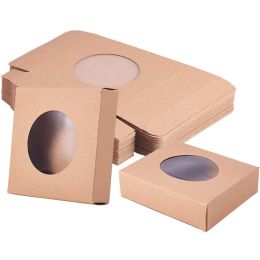 PADONSY Kraft Paper Box with Round Window Handmade Soap Packaging Boxes Cosmetics Packing Boxes Candy Cookie Box Customized Logo