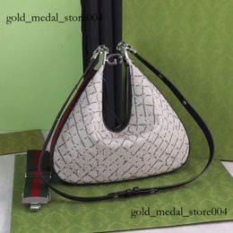 Cucci Bags Attache Large Shoulder Bag Crescent Moon Shape Shaped Hook Closure With Zip Detachable Web Trim Luxury Designer Handbag Purse 81fe