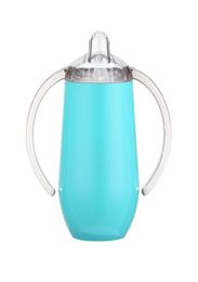 Sippy cup 10oz Kid water bottle Stainless Steel tumbler with Handle Vacuum Insulated Leak Proof Travel cup Baby bottle sea shippin2155958