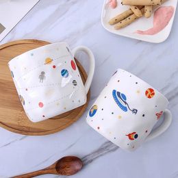 Mugs Cute Ceramic Cup Cartoon Mug Space Galaxy Creative Glass Large Capacity Milk Couple Present Coffee Gift Box