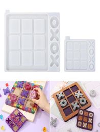 Craft Tools Floridliving Board Game Silicone Resin MoldsTic Tac Toe Mould With 4 Chess Pieces Moulds DIY Tabletop For Kids3255853