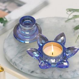 Candle Holders DIY Crystal Lotus Flower Silicone Mold Candlestick Ornaments For Car Table Home Decor Stand Mould