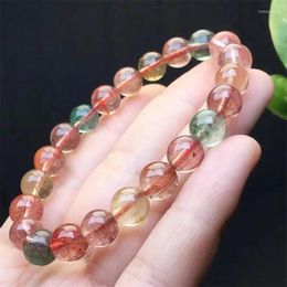 Link Bracelets Natural Colored Rutilated Quartz Bracelet Fashion Crystal Gemstone Jewelry Reiki Healing Gift For Women 1pcs 7/9MM
