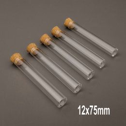 20pcs/lot DIA 12mm 13mm 15mm 18mm Transparent Lab Glass Test Tube With Cork Stoppers Flat Bottom Vial Container