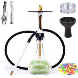 Hookah Set with Glass Base Stainless Steel Shisha Narguile Nargile Chicha Shesha Cachimba Tabacco Pipe Smoking Accessories 240511