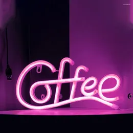 Table Lamps Neon Light Holiday Coffee Letter Sign Lamp Battery-powered Led With Flicker-free For Eye-catching