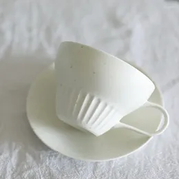 Cups Saucers Vintage White Coffee Cup Handmade Modern Ceramic Mug Porcelain Tea And Saucer Sets Flower Canecas Dish Set