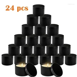 Storage Bottles 24 Pcs 8 Oz Matte Black Candle Tin Round Jars With Slip-On Lids Metal Containers DIY Empty Tins For Making