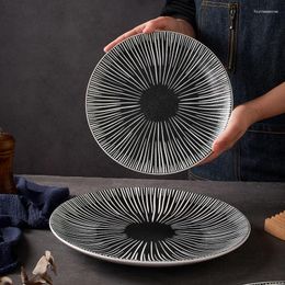 Plates Creative Black And White Striped Ceramic Western Dish High-end Restaurant Tableware Spaghetti With Cold Dishes Andtableware