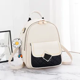 School Bags Backpack Women Solid Colour Small Girl Cute Casual PU Leather Female Bagpack Packbags For Student Mochilas