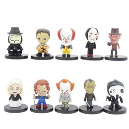 Halloween Toys 10 pieces/set of horror movie character V for Vendetta Chuck Freddy Jason horror saw action character toys WX5.22