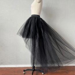 Black Tulle Long Petticoat Rockabilly 3 Layers High Low Woman Tutu Skirt Underskirt Slips Wedding Accessories 2023