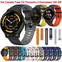 20 22mm Silicone Smart Watch Band Straps For Garmin Venu 3 / 2 Wristband Forerunner 265 255 645 245 745 Venu 2 Plus SQ Bracelet