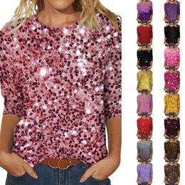 Women's T Shirts Sequin Shirt Design Ladies Tops Long Sleeves Lace Top Womens Athletic For Women Plain V Neck